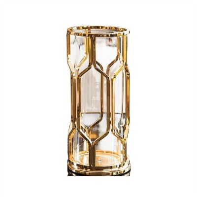 Home vase Luxury Golden Vase Metal Glass Flower Vase Minimalism Style Modern Table Shelf Home Decor for Bedroom Living Room Wedding Decor Decorative Vase (Size : L-Vase only)