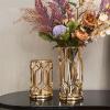 Home vase Luxury Golden Vase Metal Glass Flower Vase Minimalism Style Modern Table Shelf Home Decor for Bedroom Living Room Wedding Decor Decorative Vase (Size : L-Vase only) view 3