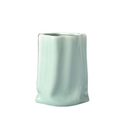SUNESA Home vase Pleated Texture Ceramic Vase Plated Potted Plants Desk Decoration Flowers Pots Decorative Flower Arrangement Floral Vases Decorative Vase (Color : Light Green)