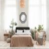 Half Moon Exchange Sydney Wall Mirror - Boho Chic Wood and Rattan Octagonal Mirror, Black and Natural view 2