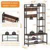 BON AUGURE Hall Tree with Shoe Storage, 5-in-1 Reversible Entryway Bench with Coat Hooks for Hallway, Rustic Wood and Metal Coat Rack with Shelves for Mudroom (Rustic Oak) view 3