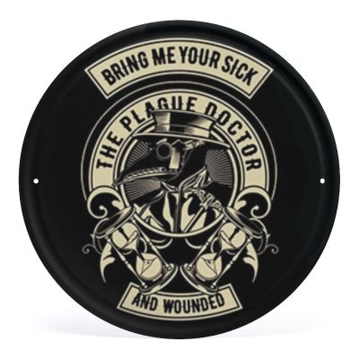 ANWND Bring Me Your Sick And Wounded The Plague Doctor Round Metak Sign 12x12 Inch Cute Funny Toilet Bathroom Decor SignsRustic Bathroom Wall Art Hanging Farmhouse Decoration Plaque