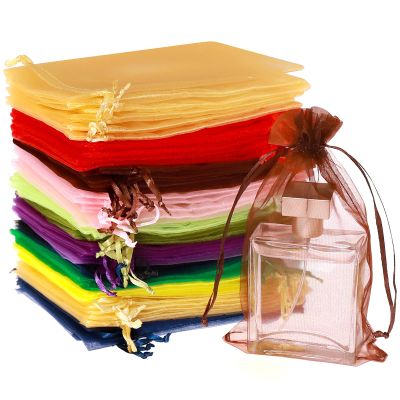 100PCS Organza Bags, 4X4.72" Wedding Favor Bags with Drawstring, Mixed Color Satin Drawstring Organza Pouch Gift Bags for Party, Jewelry, Christmas, Mother's Day, Festival, Bathroom Soaps, Makeup Organza Favor Bags Easter Gifts