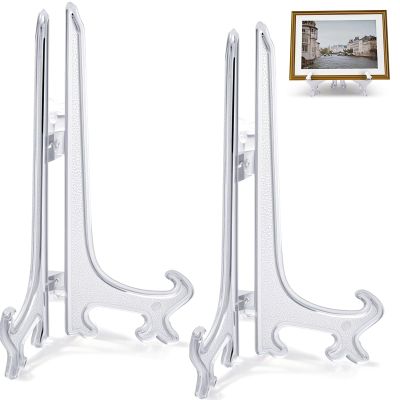 Funzhan 9 Inch Clear Acrylic Plate Stands for Display Holders 2pcs
