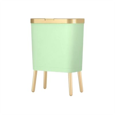 BONAD Kitchen Garbage Can 15L Trash Can Luxury Golden High-Foot Trash Can Bathroom Kitchen Large Capacity Home Garbage Bin,Green Wastebasket