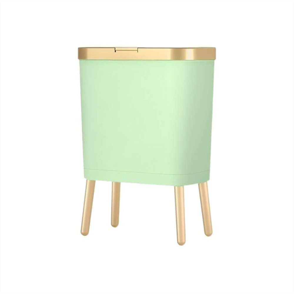 BONAD Kitchen Garbage Can 15L Trash Can Luxury Golden High-Foot Trash Can Bathroom Kitchen Large Capacity Home Garbage Bin,Green Wastebasket