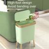 BONAD Kitchen Garbage Can 15L Trash Can Luxury Golden High-Foot Trash Can Bathroom Kitchen Large Capacity Home Garbage Bin,Green Wastebasket view 3