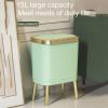 BONAD Kitchen Garbage Can 15L Trash Can Luxury Golden High-Foot Trash Can Bathroom Kitchen Large Capacity Home Garbage Bin,Green Wastebasket view 4