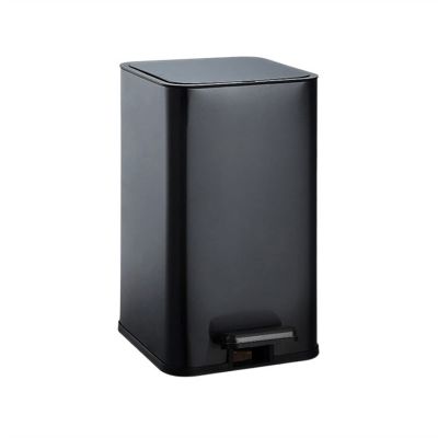 Kitchen Garbage Can 10L Modern Stylish Stainless Steel Trash Can with Lid Call That Toilet Feasible Kitchen Foot-Operated Garbage Can Large Capacity Wastebasket (Color : Black)