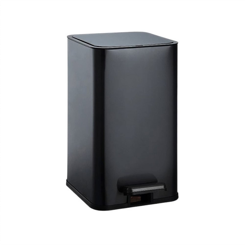 Kitchen Garbage Can 10L Modern Stylish Stainless Steel Trash Can with Lid Call That Toilet Feasible Kitchen Foot-Operated Garbage Can Large Capacity Wastebasket (Color : Black)