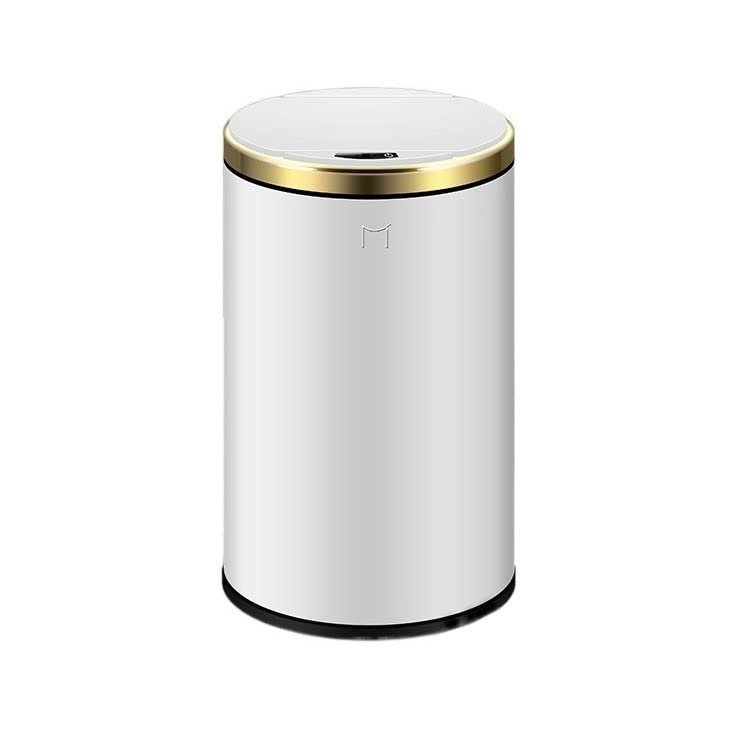 Kitchen Garbage Can 12L Stainless Steel Household Smart Trash Can Automatically Open The Lid Toilet Paper Basket Kitchen Bedroom Garbage Storage Wastebasket (Color : Gold)