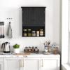 COSTWAY Wall Mounted Bathroom Cabinet, Over The Toilet Storage Cabinet w/Double Doors & Adjustable Shelf, Wood Hanging Medicine Cabinet for Living Room, Entryway, Kitchen (Black) view 2