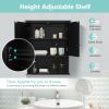 COSTWAY Wall Mounted Bathroom Cabinet, Over The Toilet Storage Cabinet w/Double Doors & Adjustable Shelf, Wood Hanging Medicine Cabinet for Living Room, Entryway, Kitchen (Black) view 4
