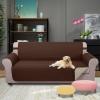 U-NICE HOME 4 Seater Sofa Cover 91 Inch Large Couch Covers for 4 Cushion Couch with Elastic Straps Water Resistant Furniture Protector Cover for Pets Cat (Sofa XX-Large, Brown/Beige) view 2