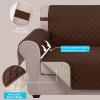 U-NICE HOME 4 Seater Sofa Cover 91 Inch Large Couch Covers for 4 Cushion Couch with Elastic Straps Water Resistant Furniture Protector Cover for Pets Cat (Sofa XX-Large, Brown/Beige) view 3