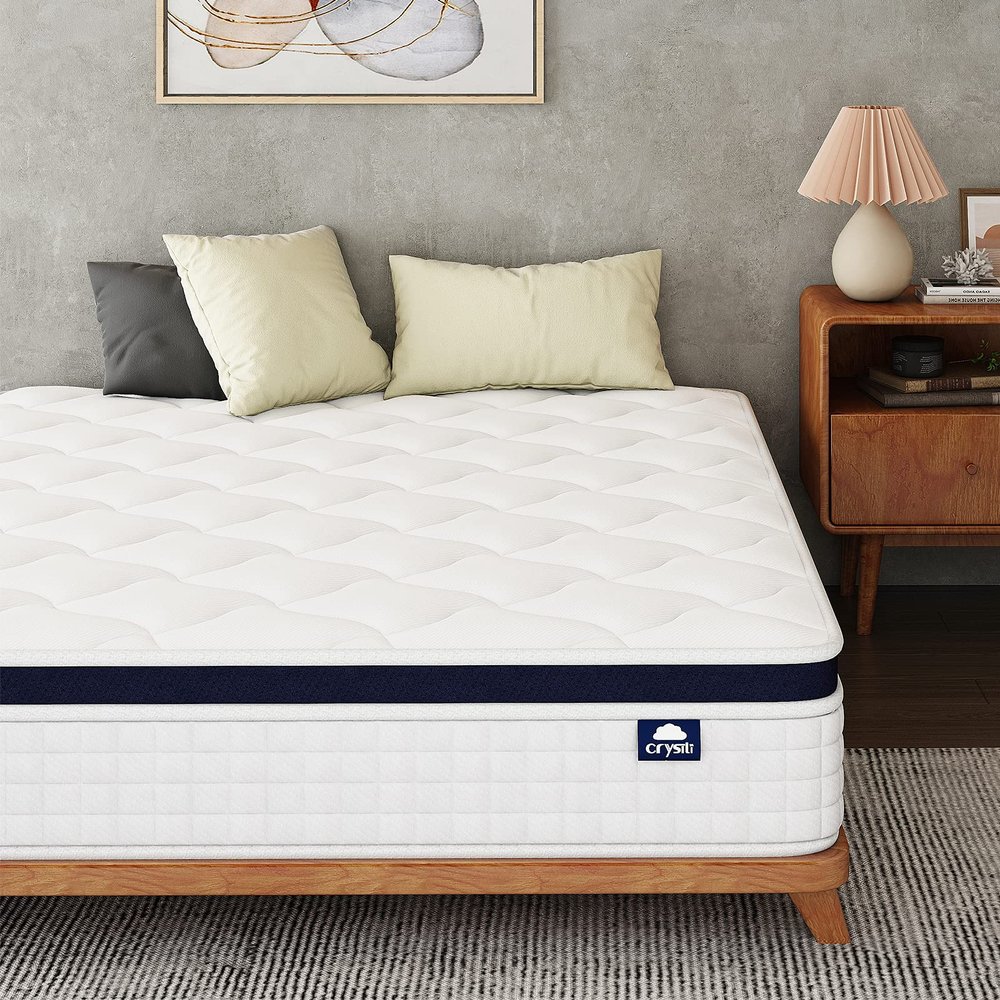 Crystli Medium Firm Hybrid Mattress, Bed in a Box, King, 14 Inch