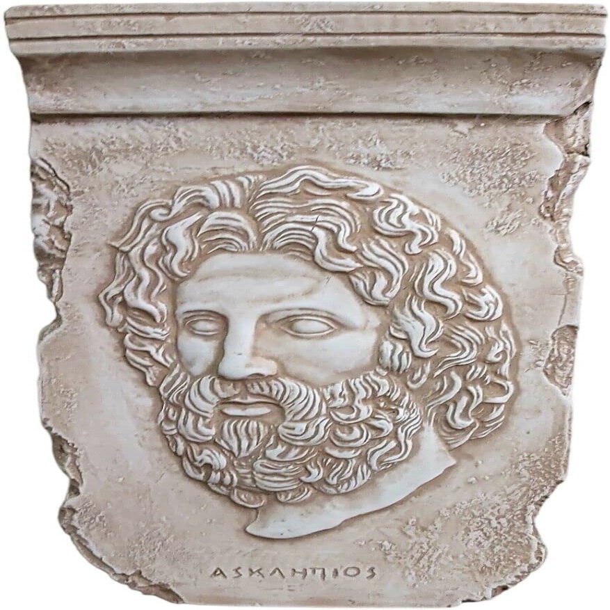 Asclepius Head God of Medicine Relief Frieze Sculpture Wall Decor