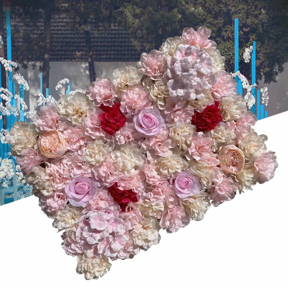 20pcs Flowers Wall Panels Artificial Flower Wall Backdrop,3D Silk Rose Hydrangea Floral Panel for Party Wedding Decor, Bridal Shower Decor Baby Shower Decor 23.62" X 15.74 "