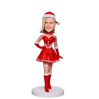 mydedor Custom Bobble-Heads Figurine Customized Doll, Girl in Christmas Dress Custom Bobble Head, Bobble Head Figures Handmade Personalized Sculpture Gift for Women