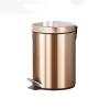 HIHELO Trash Bin Large Indoor Trash Can Round Stamped Trash Can with Lid Office Bedroom Waste Paper Basket Kitchen Trash Can (Color : Gold) view 1