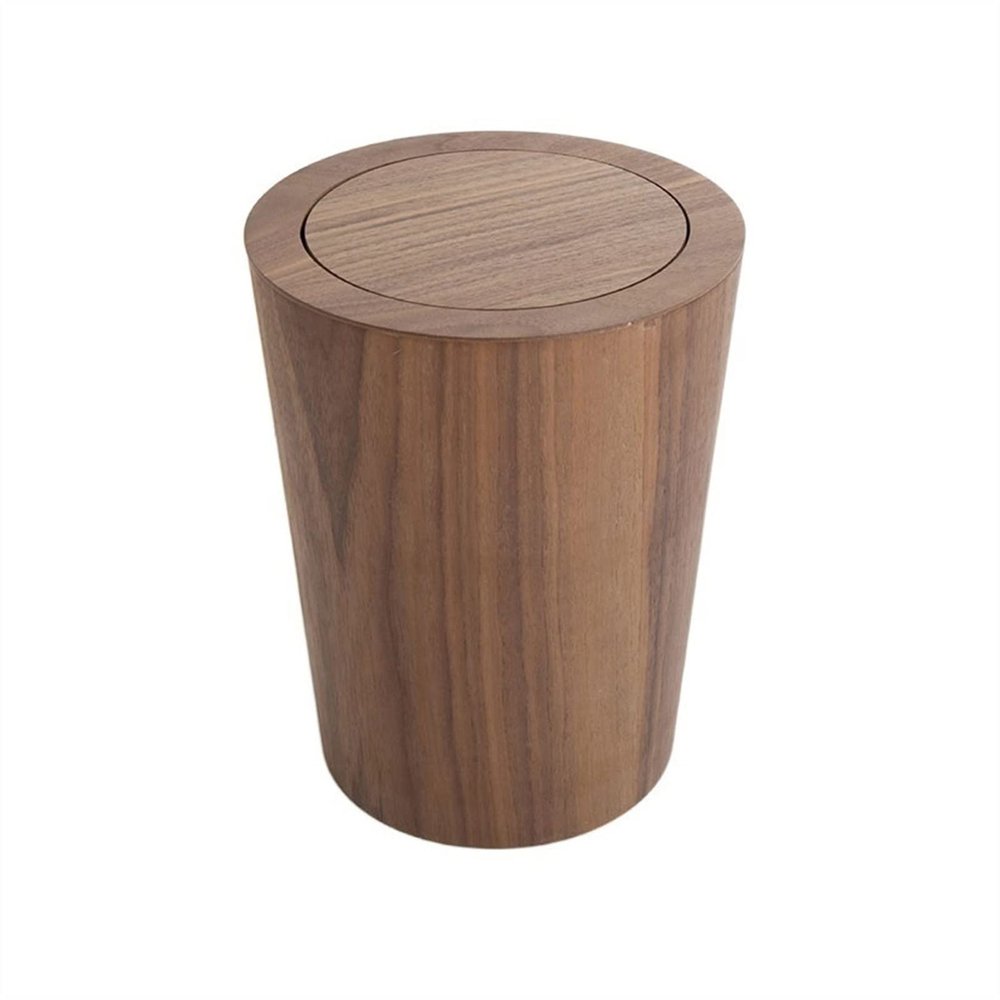 HIHELO Trash Bin Wooden Trash Can with Lid High-end Home Living Room Bedroom Creative Simple Office Hotel Large Paper Basket Kitchen Trash Can (Color : 1)