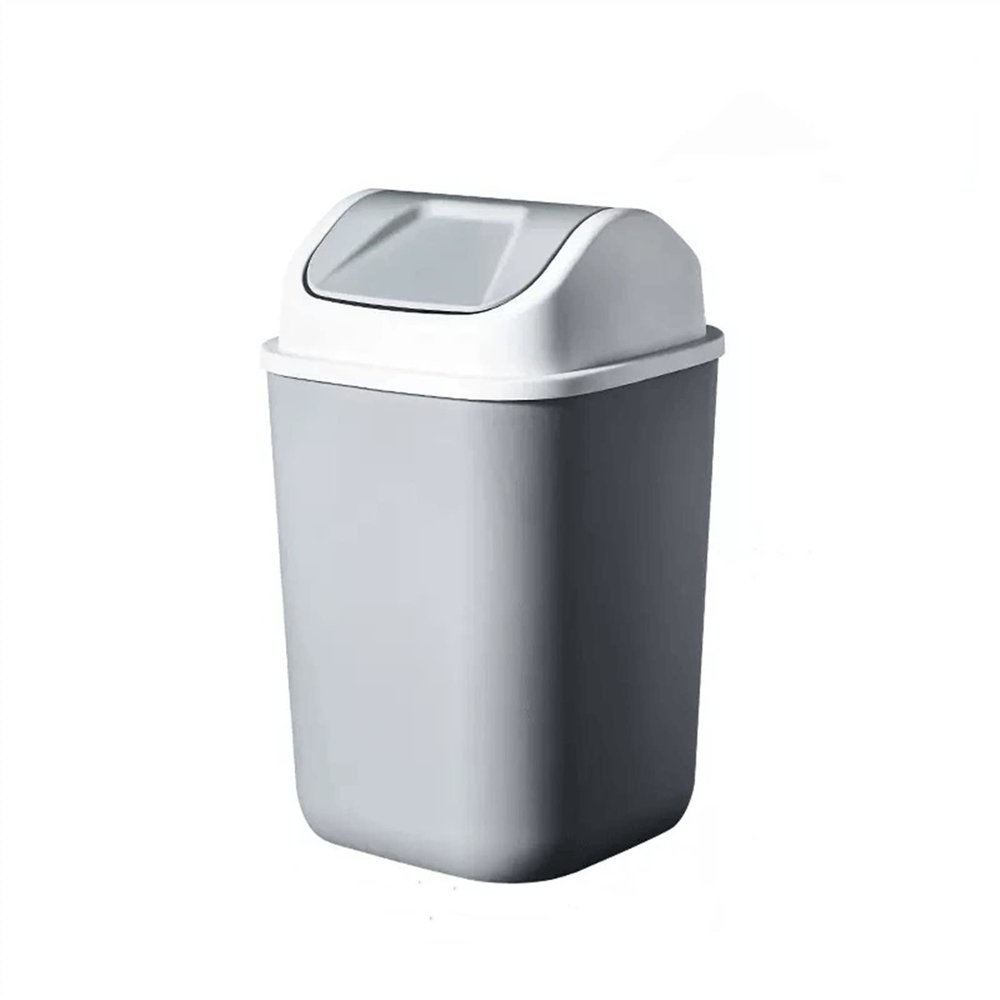 HIHELO Trash Bin Indoor Trash Can with Lid Kitchen Toilet Trash Can Plastic Trash Basket with Swing Cover, 12L/14L Kitchen Trash Can (Color : Gris, Size : 14l)