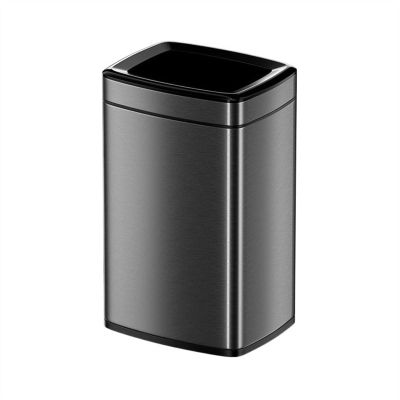 HIHELO Trash Bin 8L Light Luxury Coverless Stainless Steel Trash Can Narrow-Shaped Household Living Room Kitchen Cracked Garbage Storage Kitchen Trash Can (Color : Black)