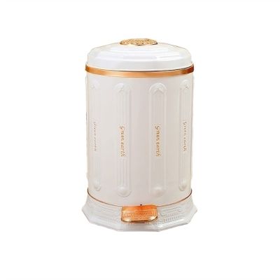 HIHELO Trash Bin 6L/12L Light Luxury Stainless Steel Trash Can Living Room Home Bedroom Kitchen Foot-Operated Trash Can, White Kitchen Trash Can (Size : 10L)