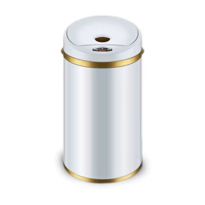 HIHELO Trash Bin 6L/8L/12L Intelligent Induction Electric Trash Can with Cover and Inner and Outer Double Buckets Trash Can Kitchen Trash Can (Color : Gold, Size : 12l)