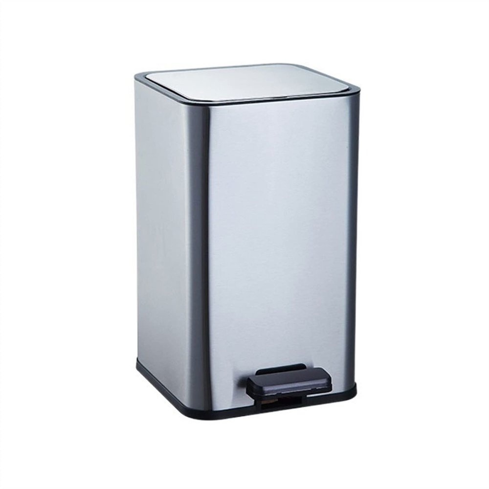 HIHELO Trash Bin 10L Modern Stylish Stainless Steel Trash Can with Lid Call That Toilet Feasible Kitchen Foot-Operated Garbage Can Large Capacity Kitchen Trash Can (Color : Silver)
