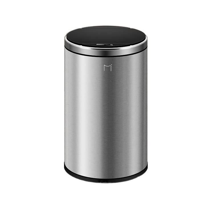 HIHELO Trash Bin 12L Stainless Steel Household Smart Trash Can Automatically Open The Lid Toilet Paper Basket Kitchen Bedroom Garbage Storage Kitchen Trash Can (Color : Silver)
