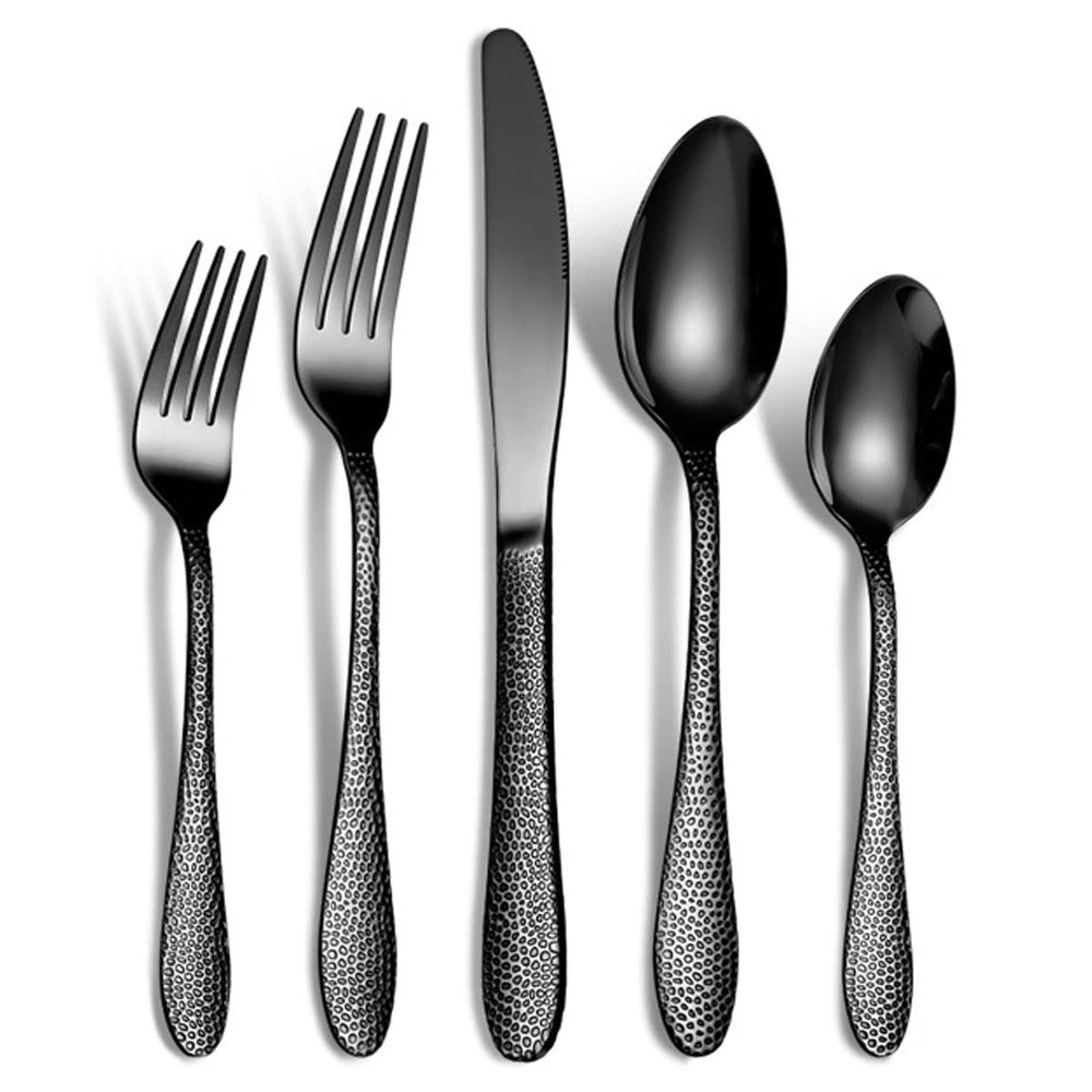 Hammered Silverware Set for 18, 90-Piece Stainless Steel Flatware Cutlery Set,Modern Kitchen Utensils Tableware Set Includes Dinner Knives/Forks/Spoons for Home Restaurant Hotel Wedding
