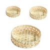 3 Pack Bamboo Woven Basket Bread Basket; 3 Size Handmade Basket Decoration Food Vegetable Serving Kitchen Storage Basket,bamboo fruit basket (Double mouth round fruit basket set) view 1