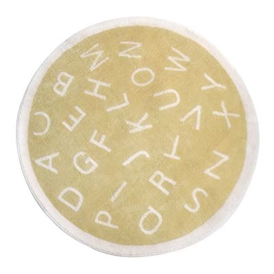 ABC Alphabet Round Rug for Kids Bedroom Play Mat Soft Plush Children Educational Learning Nursery Rug Washable Non-Slip Baby Crawling Mat Floor Carpet Playroom Circle Rug (Yellow, 47 inch/3.9 ft)