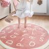 ABC Alphabet Round Rug for Kids Bedroom Play Mat Soft Plush Children Educational Learning Nursery Rug Washable Non-Slip Baby Crawling Mat Floor Carpet Playroom Circle Rug (Pink, 47 inch/3.9 ft) view 2