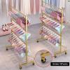 Gold Panty Display Holder with Wheels, Metal Closet Organizer Storage Carts for Bras, Lingerie, Camisoles, Scarfs or Underwear, for Clothing Store/ Ground Stall ( Size : 120x40x130cm(47x15.7x51 in) ) view 4