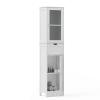 LOKO 67 Tall Bathroom Storage Cabinet with 2 Doors & 1 Drawer, Modern Floor Cabinet with Adjustable Shelves & Frosted Glass Door, Narrow Linen Tower Cabinet for Bathroom Living Room (White) view 1