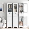 Giantex Freestanding Bathroom Storage Cabinet - 67 Tall Slim Pantry Cabinet with 2 Adjustable Shelves, 2 Doors, 1 Drawer, Anti-Slip Foot Pads, Narrow Floor Cabinet for Bathroom, Living Room (White) view 2