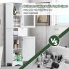 Giantex Freestanding Bathroom Storage Cabinet - 67 Tall Slim Pantry Cabinet with 2 Adjustable Shelves, 2 Doors, 1 Drawer, Anti-Slip Foot Pads, Narrow Floor Cabinet for Bathroom, Living Room (White) view 4