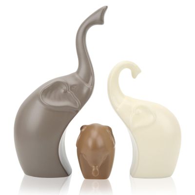 3pcs Elephant Figurines, Modern Ceramic Elephant Sculpture Good Luck Elephant Statues for Home Decorations