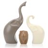 3pcs Elephant Figurines, Modern Ceramic Elephant Sculpture Good Luck Elephant Statues for Home Decorations view 1