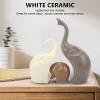 3pcs Elephant Figurines, Modern Ceramic Elephant Sculpture Good Luck Elephant Statues for Home Decorations view 2