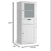 Tangkula 67" Tall Bathroom Storage Cabinet, Slim Freestanding Tower w/ 2 Doors & 1 Drawer, Narrow Floor Cabinet w/Adjustable Shelves & Tempered Glass Door for Bathroom Living Room (White) view 3