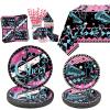 Cheerleading Party Decorations - Gymnastics Party Cheer Part Plates Tableware, Including Plates, Cups, Napkins, Tablecloth, Straw for Cheerleading Birthday Party Supplies, Serves 20 view 1