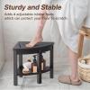 ACUEL 17.7" Shower Stool for Inside Shower, Poly Lumber Corner Shower Bench with Storage Shelf & Adjustable Height Legs, 400LBS Shower Seat, Foot Rest for Shaving Legs, Indoor/Outdoor Use (Black) view 3