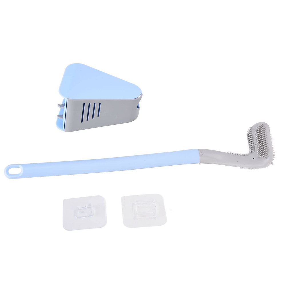 Long Handle Golf Brush Head Toilet Brush,Toilet Brush 360 Golf Toilet Brush Holder Set,Flexible Silicone Toilet Bowl Cleaning Brush Bathroom Long Handled Toilet Cleaner Brush Wall Mounted(Blue)