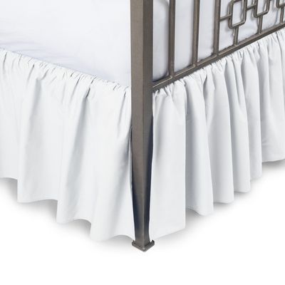 Royalbeddingking White Full XL Size 28 Inch Drop Length Three Sided Coverage with 800 Thread Count Egyptian Cotton Ruffled Gatherd Bed Skirt with Split Corners