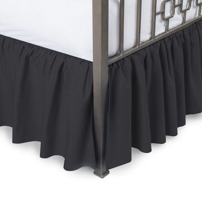 Royalbeddingking Black Twin XL Size 21 Inch Drop Length Three Sided Coverage with 800 Thread Count Egyptian Cotton Ruffled Gatherd Bed Skirt with Split Corners