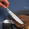 24-Piece Set of Embossing Cutlery Set Kitchen Silverware Tableware Main Stainless Steel Knife and Fork Spoon Commercial Steak Coffee Western Tableware (Silver) view 3