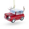 Car Decked Out with Nose & Antlers Glass Christmas Ornament view 1